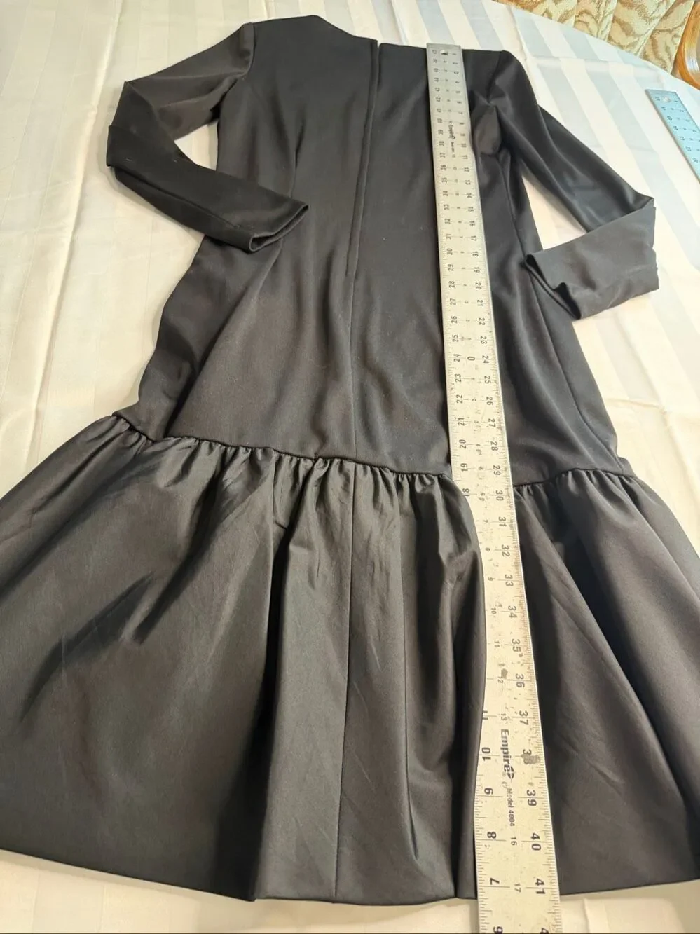 Umba for Parves Feinstein Black Vintage Rosette Ruffle Dress Size Small See Meas